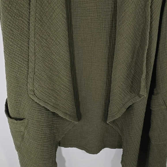 {Jones New York} Olive Green Sleeveless Open Vest in Waffle Weave - Size Medium - Picture 9 of 12
